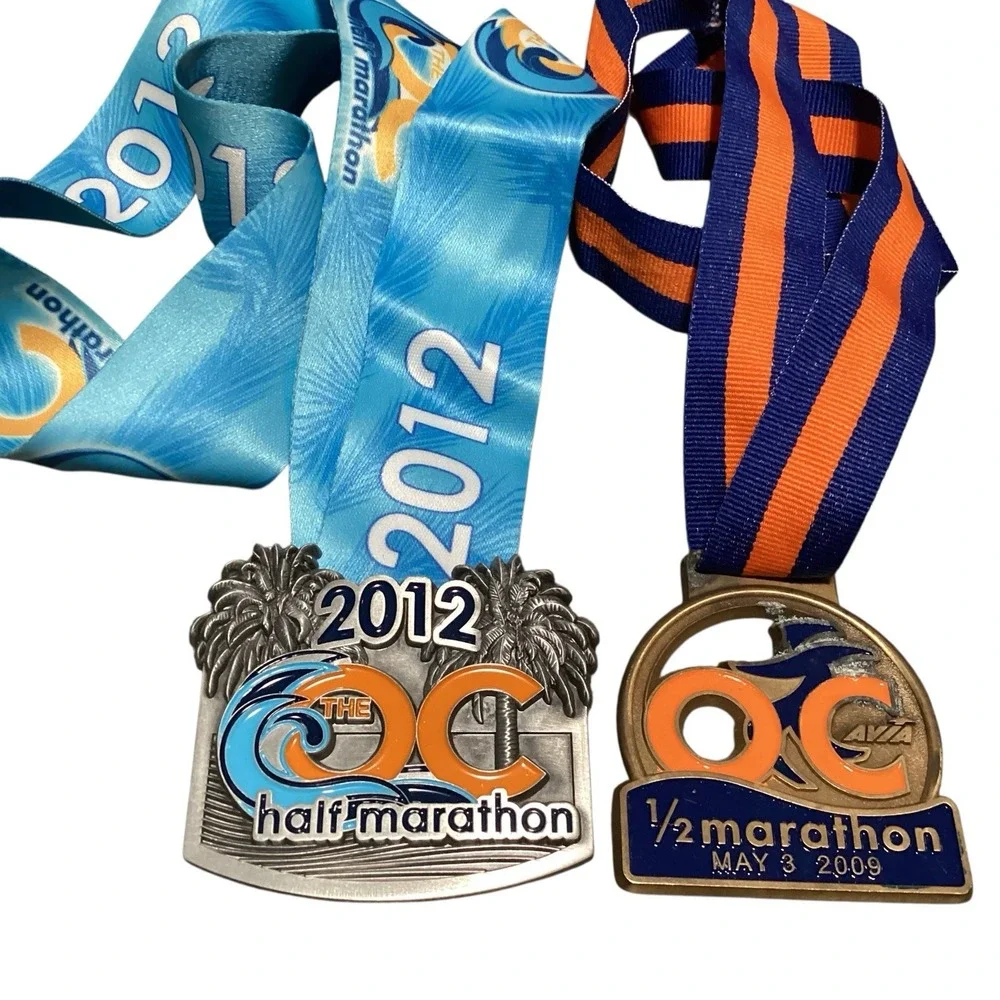 The OC Half Marathon Running Race Medal & Lanyard Orange County CA 2009 & 2012